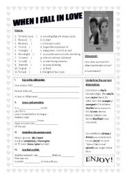 English Worksheet: When I fall in love by Celine Dion and Clive Griffin