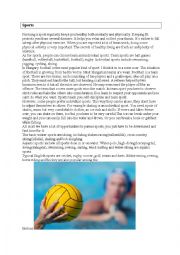 English Worksheet: sports