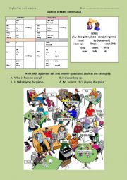 English Worksheet: Present Continuous pair work