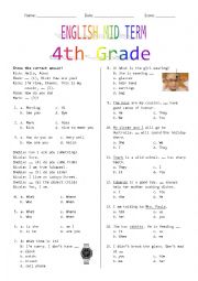 English Worksheet: 4th Grade Mid Term
