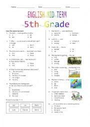 English Worksheet: 5th Grade Mid Term