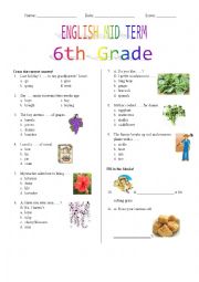 English Worksheet: 6th Grade Mid Term