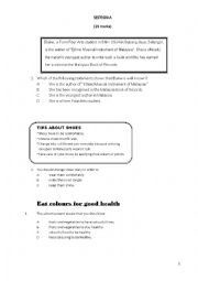 English Worksheet: Reading comprehension practice for various tasks 