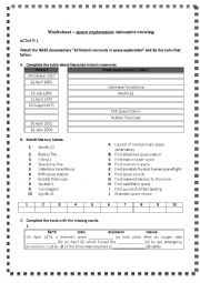 English Worksheet: Space exploration