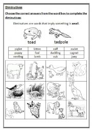 English Worksheet: Diminutives