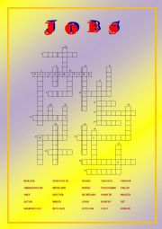 English Worksheet: Crossword: Jobs (with key)