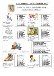 English Worksheet: Present continuous or preterit continuous ? Test.