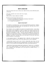 English Worksheet: Reading Text Body Language