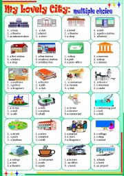 English Worksheet: My Lovely City: multiple choice