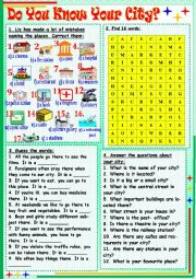 English Worksheet: Do You Know Your City?