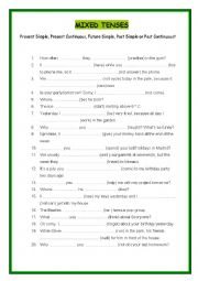 English Worksheet: MIXED TENSES 2