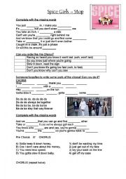 English Worksheet: Spice Girls  Stop