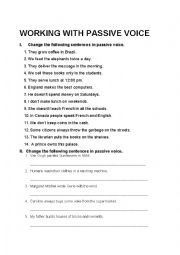 English Worksheet: Working with passive voice