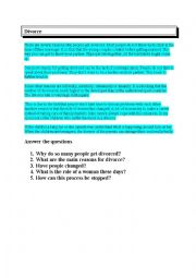 English Worksheet: DIVORCE