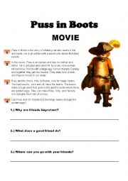 Puss and Boots Animate Movie Worksheet