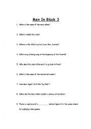 English Worksheet: Men in Black 3 (Part 1)