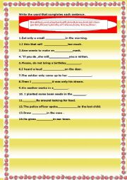 English Worksheet: complete the sentences.