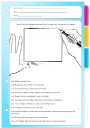 English Worksheet: Classroom Objects (Reading Activity)