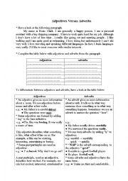 English Worksheet: adjectives Vs Adverbs