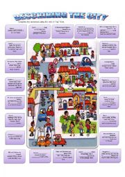 English Worksheet: Describing the city - What are people doing ?