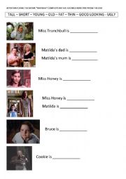 English Worksheet: MATILDA - Movie - Opposite adjectives