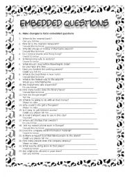 English Worksheet: Embedded Questions