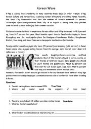 English Worksheet: Korean Wave-  Reading Comprehension 