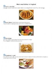 English Worksheet: Main meal dishes in Britain