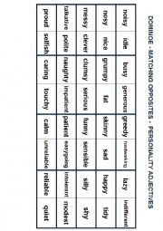 Matching opposites - personality adjectives