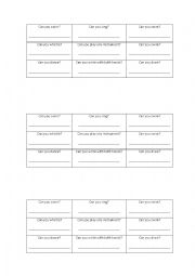 English Worksheet: Can you Bingo