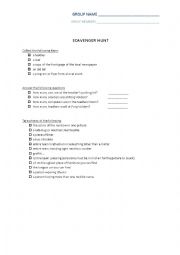 English Worksheet: Scavenger Hunt