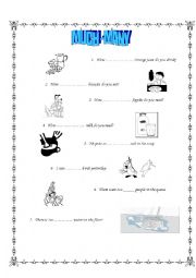 English Worksheet: Much - many