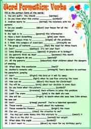 English Worksheet: Word Formation:Verbs