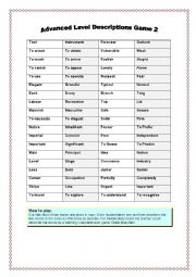 English Worksheet: Advanced Level Description Game 2