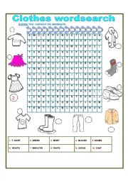 English Worksheet: clothes