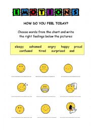 English Worksheet: FEELINGS / EMOTIONS - worksheet