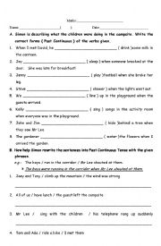 English Worksheet: Past Continous Test