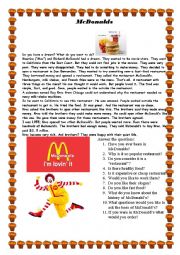 English Worksheet: History of Mc Donalds