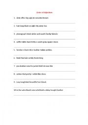 English Worksheet: Order of Adjectives