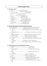 exercises on present perfect tense