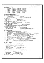 English Worksheet: CAE ADVANCED PRACTICE with suggested key