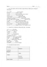 English Worksheet: Basic Test - To be, Simple Present, Nationality, Possessive, Family Tree
