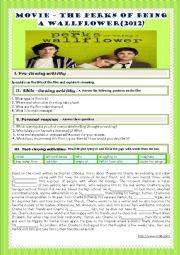 English Worksheet: MOVIE- THE PERKS OF BEING A WALL FLOWER (2012)