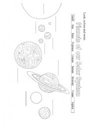 English Worksheet: Our solar system