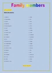 English Worksheet: Family Members