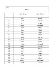 Verb Test: basic form and past tense