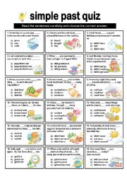English Worksheet: SIMPLE PAST QUIZ ALL FORMS