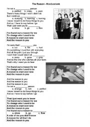 English Worksheet: The Reason - Hoobastank 