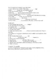 English Worksheet: too, enough, countable, uncountable