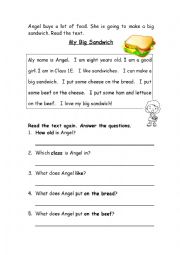 English Worksheet: Reading comprehension